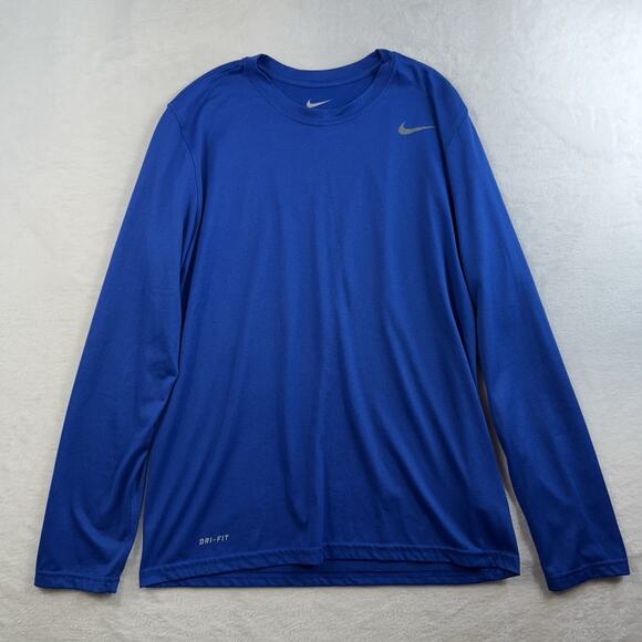 Nike M Medium Dri-Fit Shirt Athletic Cut Legend Long Sleeve Blue Crew Neck Men's - Picture 3 of 10